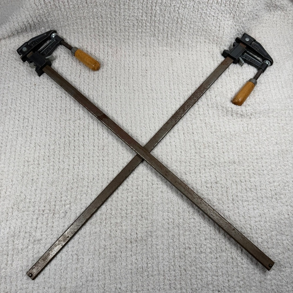 Vintage Craftsman 24 Inch Bar Clamps Pair 66768 Wood Handle Made in USA Glue Up